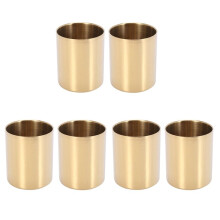 6-Piece Pencil Cup Holder Pen Pot Makeup Brushes Holder Desk Stationery Organizer Stainless Steel (Gold)