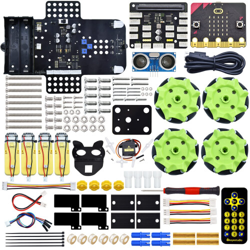 4WD Smart Car Robot Kit for Microbit STEM Education, Makecode Python Coding, IR Remote and App Control 1