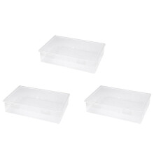 3X Boîte de Rangement Carrée Transparente en Plastique pour Dossiers A4 Boîte de Rangement pour Dossiers M