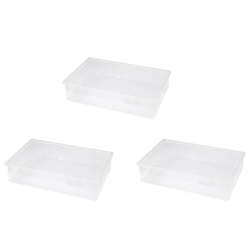 3X Plastic File Organizer Transparent Square Storage Box A4 Storage Box File Storage Box M