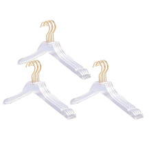 15 Stücke Transparente Kleider BüGel mit Gold Haken, Transparente Hemden Kleider BüGel mit Kerben für Dame Kinder Small