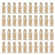 Burlap Wine Bags Wine Gift Bags with Drawstrings, Single Reusable Wine Bottle Covers with Ropes and Tags (40 Pcs)