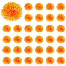 3.9Inch Marigold Flowers Artificial Day of the Dead Flower 150Pcs Fake Marigold Flowers for Marigold Garland Making