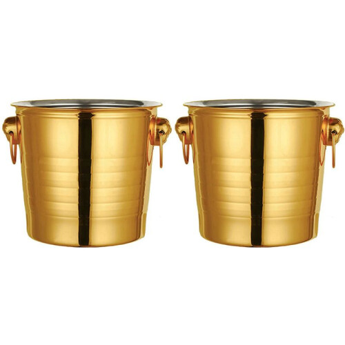 2 STÜCK 3L Edelstahl EisküBel Dicker Tiger Kopf EisküBel Party Eis KüBel (Gold)