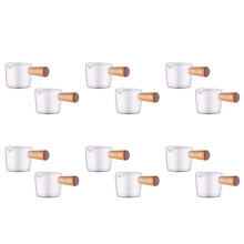 12 ST Transparent Glasgräddkanna med Trähandtag,  Kaffemjölk Gräddkanna. 50 Ml