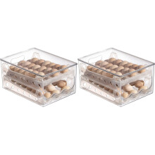 2X Schiebe-Eier-Aufbewahrungsbox, Eierhalter, Behälter, Kühlschrank-Schublade, Stapelbare Lebensmittel-Eier-Box, Küche, Kühlschrank-Organizer