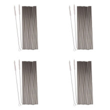 Juego de 48, Pajitas de Acero Inoxidable, Pajitas para Beber de Metal Reutilizable, Pajitas Rectas + 8 Cepillos de Limpieza