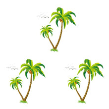 3X Coconut Tree Sticker Tropical Beach Wall Decal Living Room Backdrop Sticker
