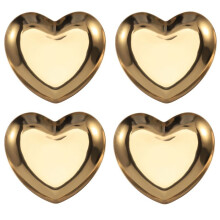 4X Herz Förmige Schmuck Servier Platte Metall Behaelter Lagerung Arrangieren Obst Tray Haus Golden