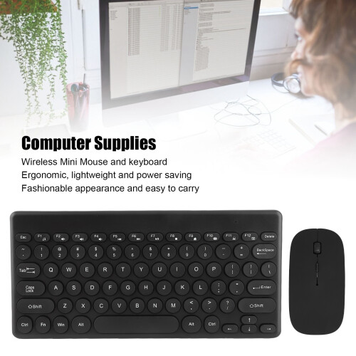 Wireless 2.4G 78-Key Keyboard & 4-Button Mini Mouse Set for Office Black 2