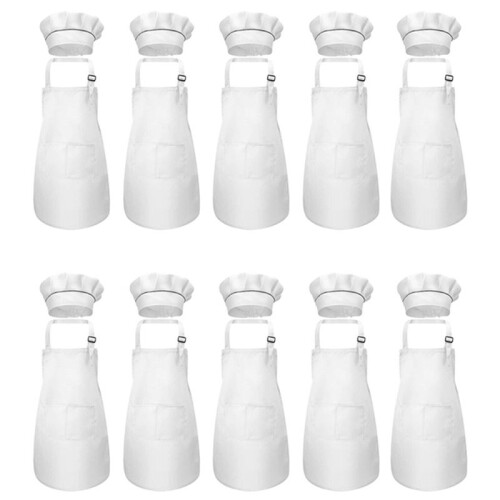 Grembiule E Cappello da Cuoco da 20 Pezzi Set Grembiule da Cucina per Bambini Regolabile per Cucinare E Dipingere