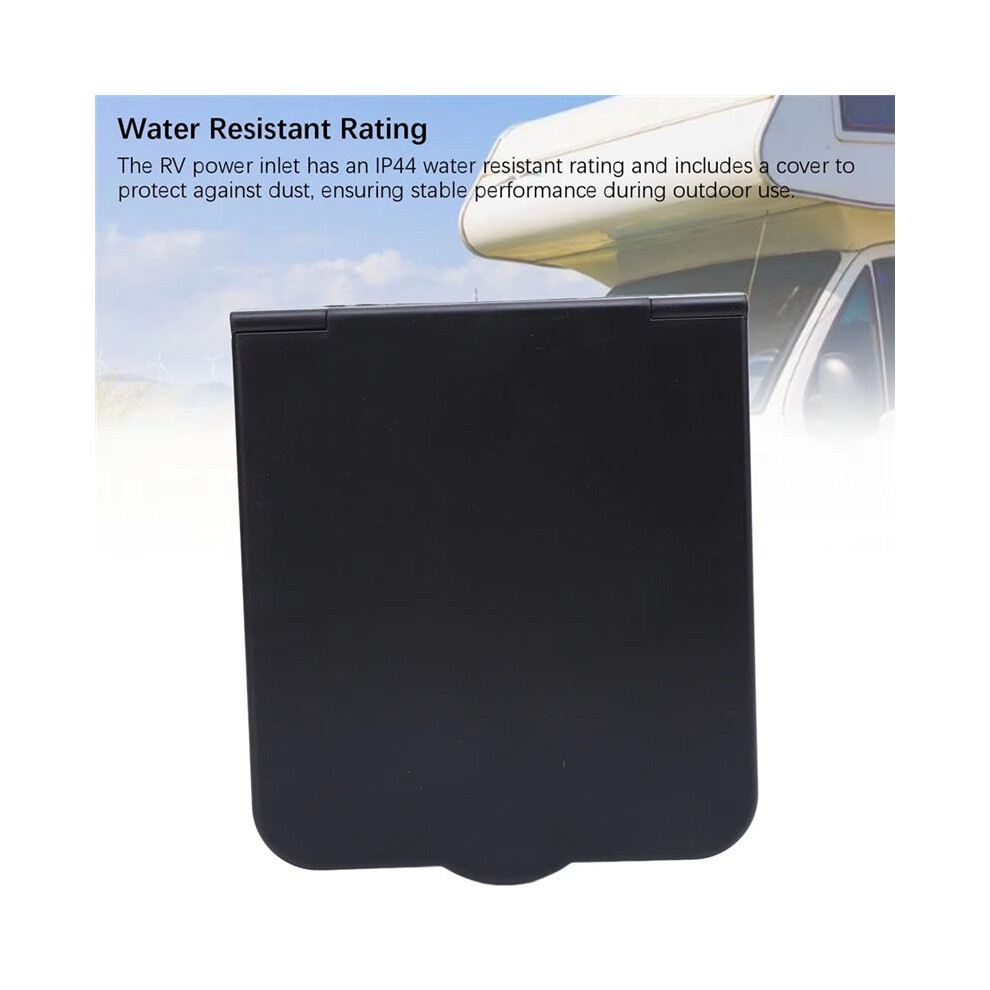 Rv Power Inlet Socket 3 Pin 32A Flush Mount Waterproof Power Receptacle For Motorhome Trailer Rv Power Inlet Plug Black 4713096268181