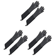 3X Extra Long Professional Silicone Oven Mitt, Heat Resistant Cooking Glove with Internal Cotton for Kitchen,Bbq