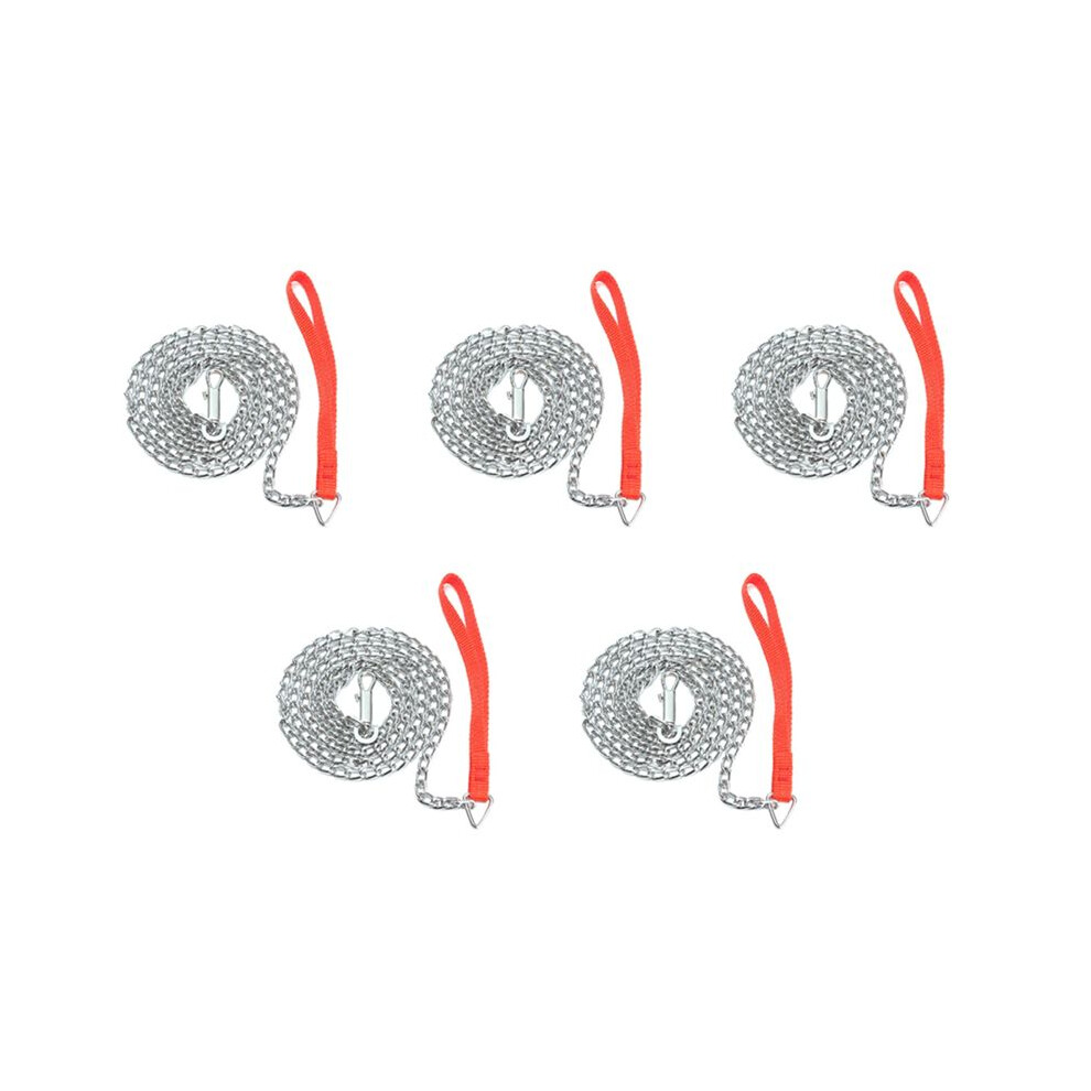 5 Pcs 1.6M Heavy Duty Metal Chain Dog Puppy Walking Lead Leash Clip Handle Red 6031416230907