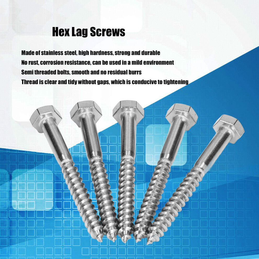 304 Stainless Half Thread Hex Lag Screw M6