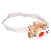 Wooden Toy Camera for Toddlers Age 3+, Educational Pretend Play Design, Durable Wood Build