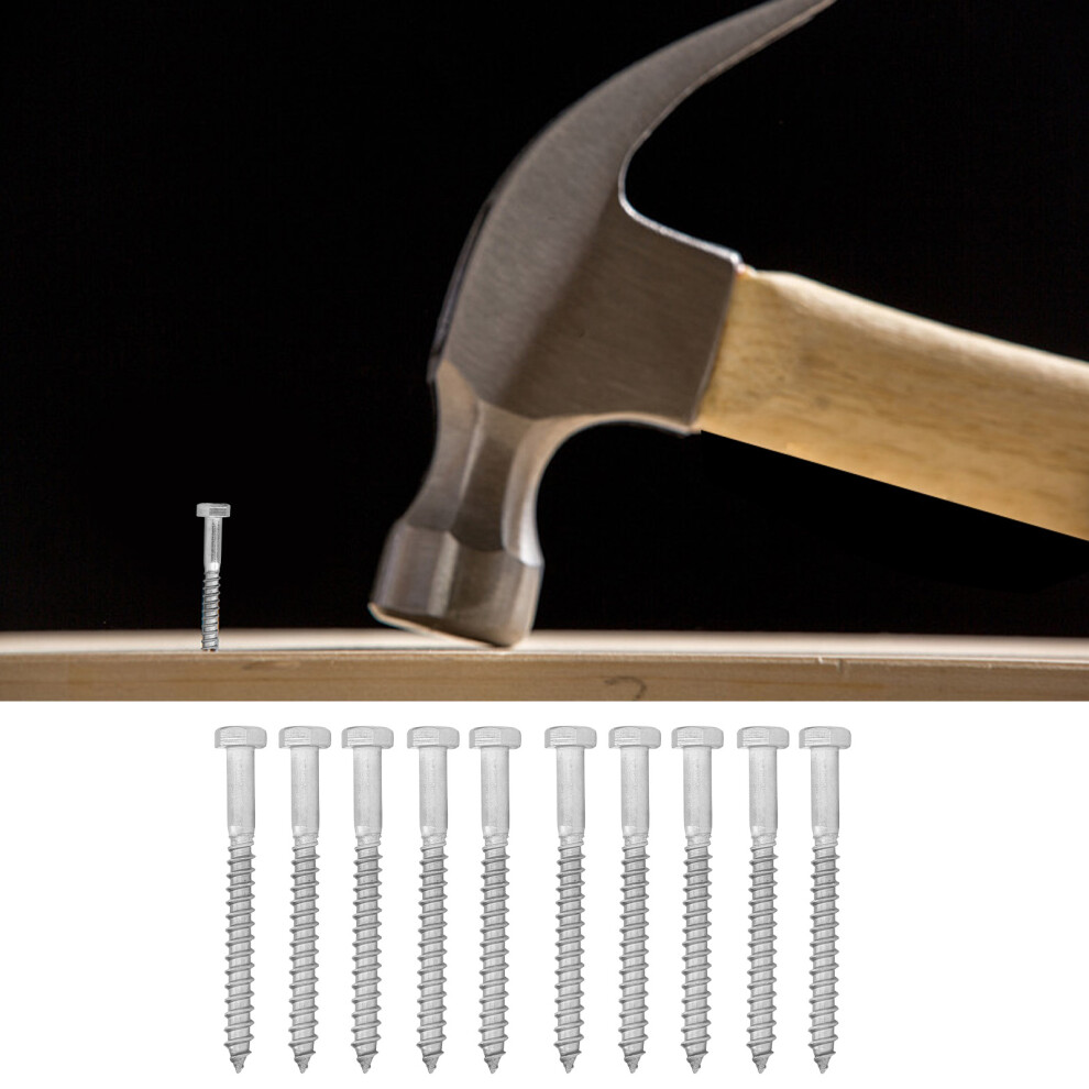 Self Tapping Wood Screws M8x80mm 304 Stainless Steel Hex Lag Bolts Half Thread 6941376164146