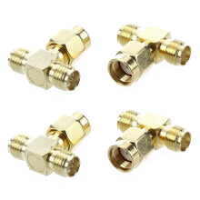 4 Pezzi di RP SMA Maschio A Due RP SMA Femmina Triple T RF Connettore 'adattatore A 3 Vie Splitter