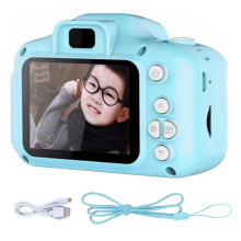 Kids Digital Camera with Dual Lens Photography, Bright Azul Kids Selfie Camera Gift for Ages 38