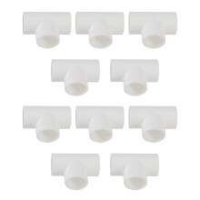 20mm PVC Tee 3 Way Water Pipe Tube Adapter Connectors White 10 Pcs