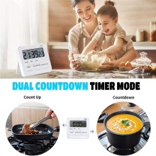 3X Küchen Timer, Eier Uhr mit Uhr, Digital Timer Stopp Uhr mit Lautem LCD Alarm Zum Kochen, Backen, Sport, Lernen Usw