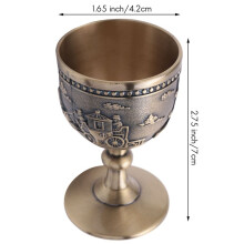 5X Classical Metal Wine Cup Handmade Small Goblet Household Copper Wine Glass Carving Pattern