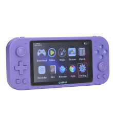 Retro Handheld Game Console for Kids, 5.1' HD Screen, USB C Rechargeable Portable Arcade Gaming Player, Purple
