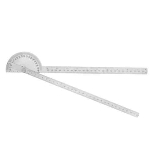 Stainless Steel Angle Protractor 0–180 250mm Woodworking Ruler 2