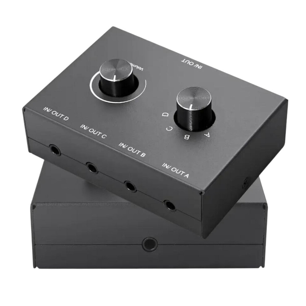 Bidirectional 3.5Mm Audio Switcher 4 Way Stereo Splitter Box With Mute Button And Wide Compatibility 9330225952664