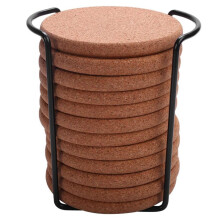 36X Cork Coasters with Lip for Drinks Absorbent Thick Rustic Saucer with Holder Heat & Water Resistant Best Reusable