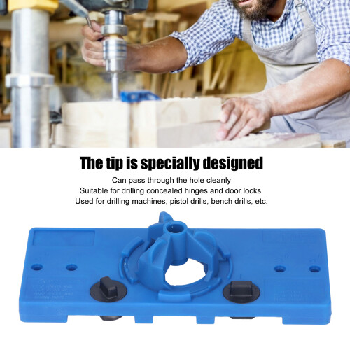 ABS Hinge Hole Saw Jig for Concealed Hinge Drilling, Blue, 35mm 2