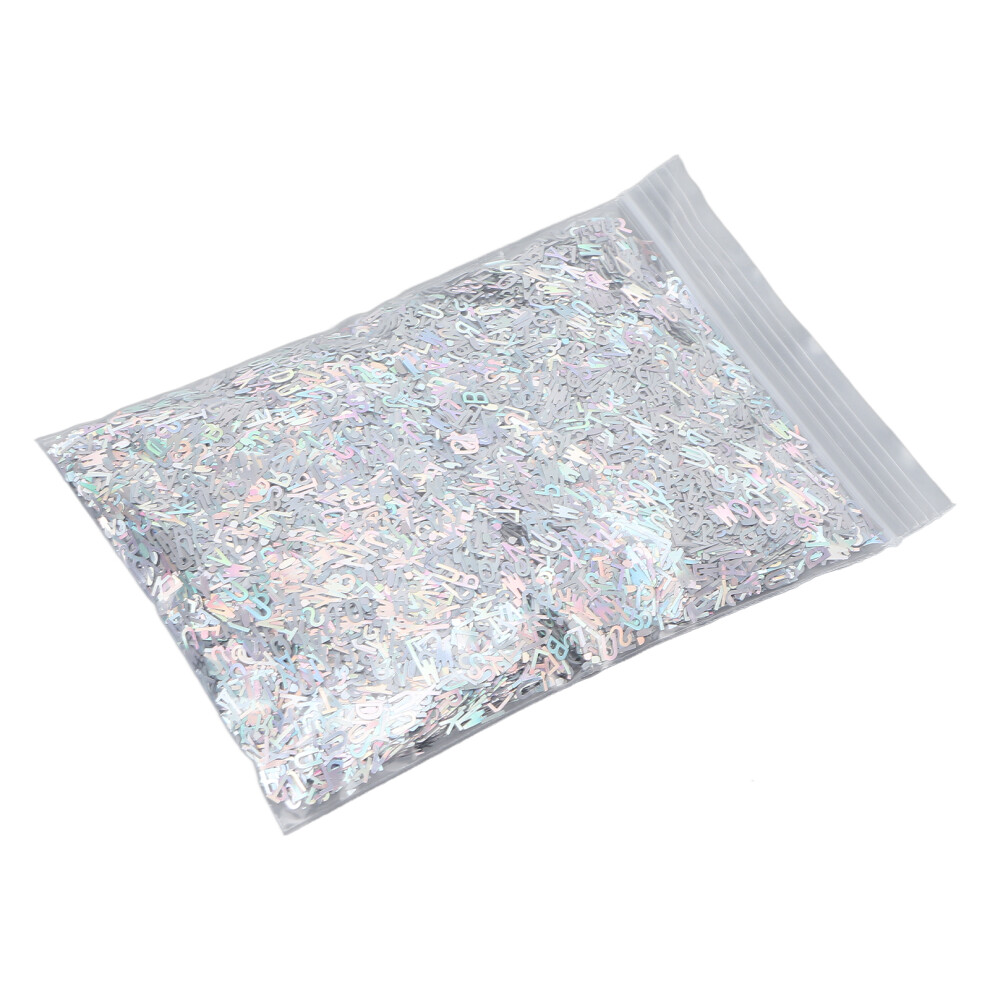 Silver Holographic Nail Sequins Letters For Manicure 50G/1.76Oz