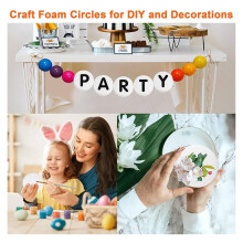36Pcs Foam Circles with Fishing and Needle, 3 Inch Round Foam Discs Polystyrene Circles for Friendship DIY