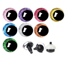 80 Stück 25 mm 3D Glitzer Kunststoff Sicherheitsaugen mit Unterlegscheiben für Stofftiere Mondaugen Bastelpuppe Häkelaugen 8 Farben