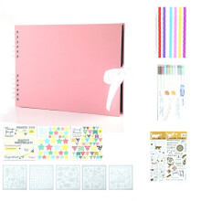 Álbumes de Fotos 80 Páginas Negras Libros de Recuerdos A4 Papel Artesanal DIY Scrapbooking Imagen Cumpleaños Regalo para Niños, Rosa