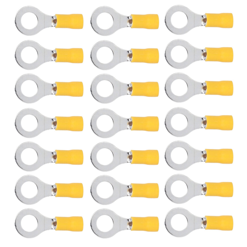 100 Pcs Insulated Ring Terminals Awg12-10 Copper Pvc Rv5.5-8 Yellow 7611390458062