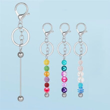30Pcs Beadable Keychain Bars, Beadable Keychains Bar Blanks DIY Beaded Keychain Kit Making Keychain Bead Kit