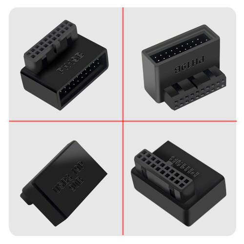 2X PH19B USB 3.0 Internal Header USB3.0 19/20P Socket 90 Degree Adapter Converter for Computer Motherboard 2