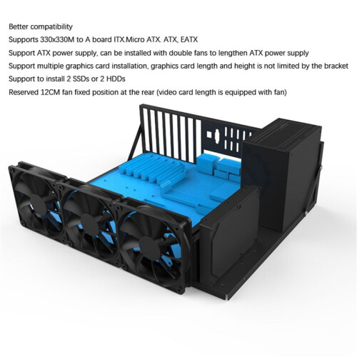 3X Mining Frame Mining ETH Motherboard Bracket Thickened Bitcoin Mining Rig Case Support ITX/  ATX for 8 GPU(ATX) 2