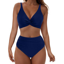Comfortabel tweedelig badpak met stretch spandex-Marineblauw XL
