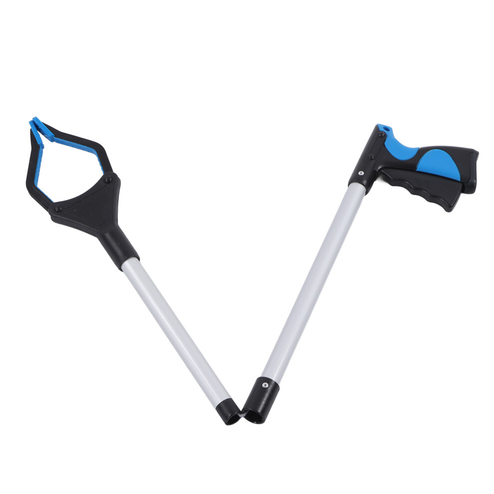 Aluminum Alloy Folding Trash Grabber - Lightweight, Portable, Blue/Black
