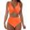 Quick Drying Swimsuit Two Piece Spandex Texture-Orange S 1