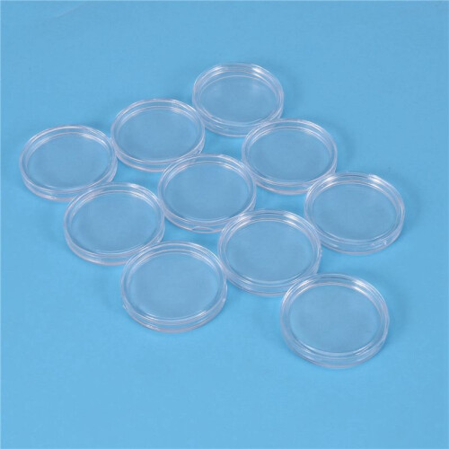 40 Pcs Small Round Transparent Plastic Coin Capsules Box 33mm