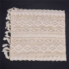 3X Elegant Cream Crochet Lace Macrame Table Runner with Tassels for Rustic Wedding Decoration and Farmhouse Table Decor