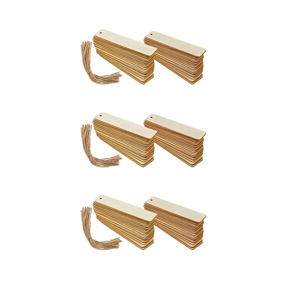 300Pcs Wooden Diy Bookmark Blank Bookmarks With Ropes Wooden Book Markers Rectangle Thin Hanging Tag 6032337701118
