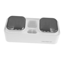 Wall Mounted Toothbrush Holder with Cups, No Drill Bathroom Organizer for Couples, Easy to Clean