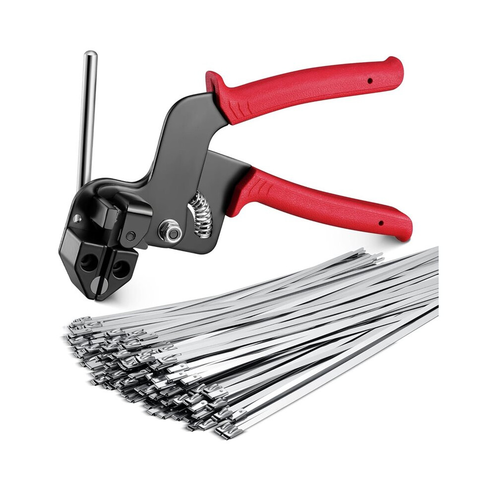 Stainless Steel Cable Tie Pliers Set-100Pcs Heavy Duty Metal Zip Ties, 200Lbs Tensile Strength 6031947213714