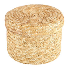 12 Pcs Handmade Straw Woven Storage Basket with Lid Snack Organizer Storage Box Baskets Rattan Storage Flower Basket