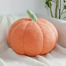 Pumpkin Throw Pillow 3D Fluffy Plush Cushion for Halloween Fall Decor Thanksgiving 13.8in Orange