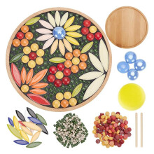 Kit de Manualidades con Mosaicos para Hacer Tú Mismo, Juego de Posavasos de Bambú con Mosaicos Florales para Posavasos de Mosaico Hechos A Mano,